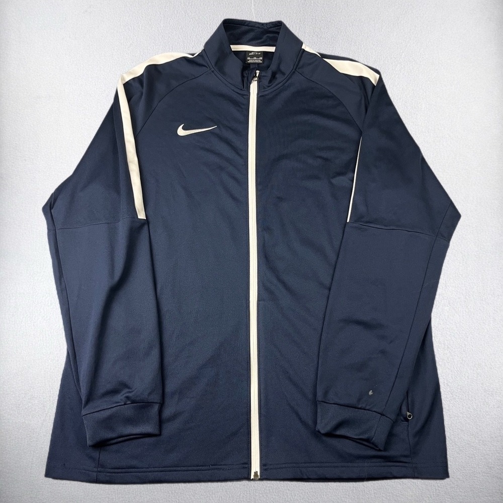 Nike Track Jacket Mens XXL Blue Dri-Fit Full Zip Dry Academy AA3018-451 Stripe